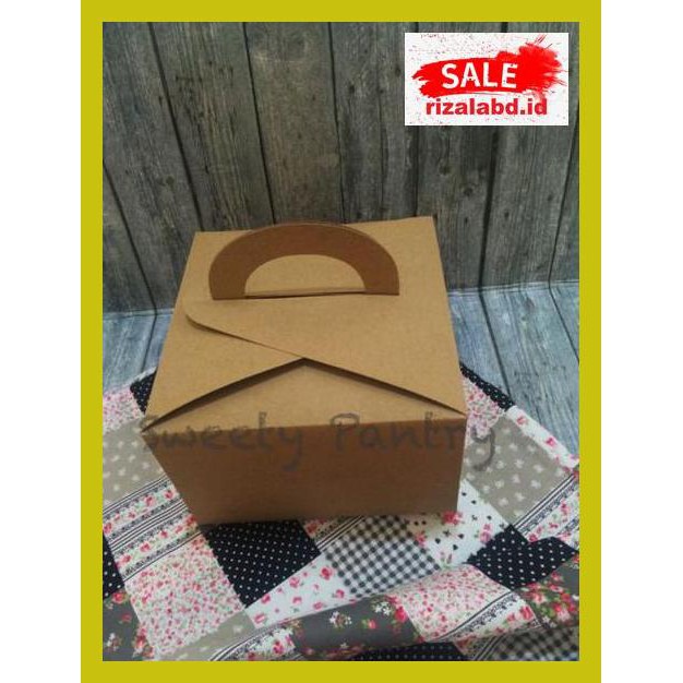 

E5Ewtere- Dus Kue / Box Kue / Gift Box Model Tenteng Coklat Natural 79I8Yy89Y-