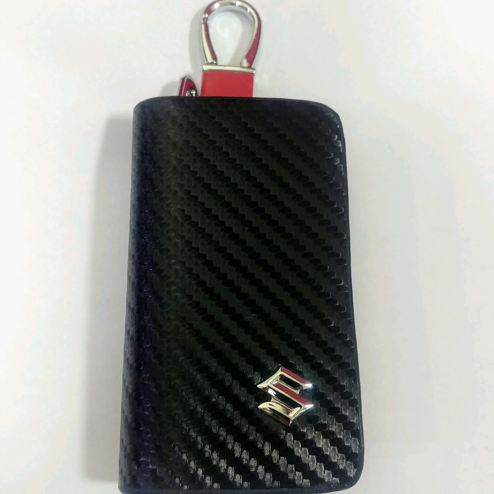 dompet stnk mobil logo suzuki PLUS GANTUNGAN KUNCI MOTIF CARBON