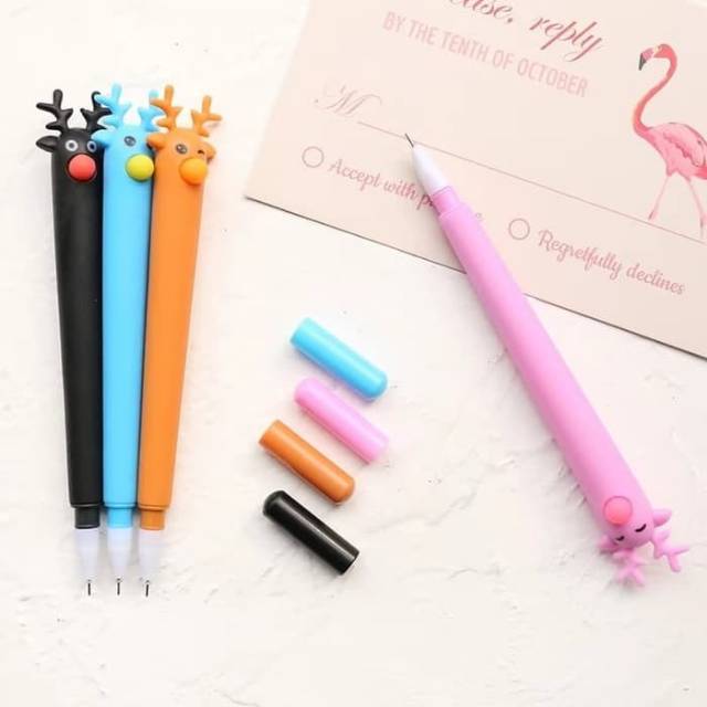 

Pulpen Pen Gel Korea Karakter Unik Motif Rusa Lucu 0.4 mm
