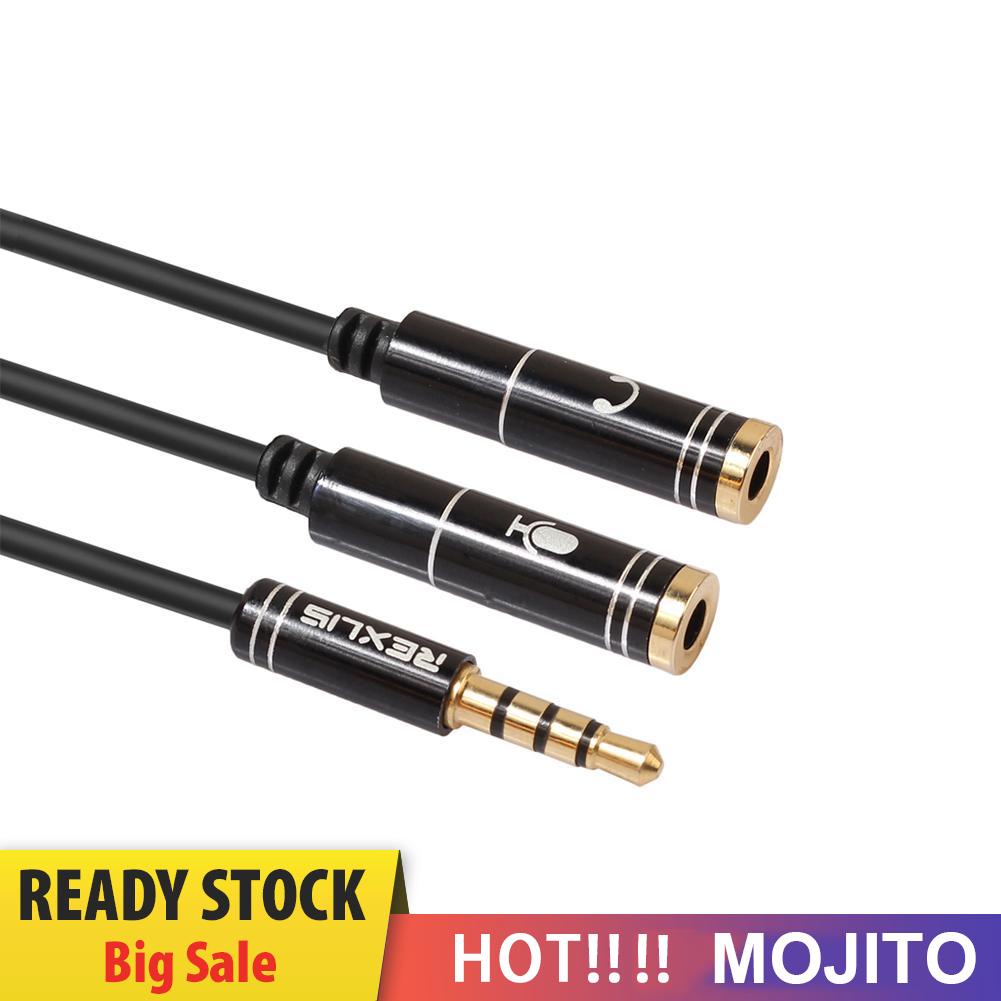 MOJITO 3.5mm Jack Headphone+Mic Audio Splitter Gold-Plated Aux Extension Cable