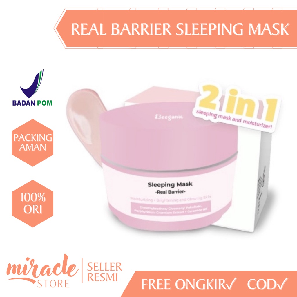 READY! SLEEPING MASK BEEGANIC REAL BARRIER SLEEPING MASK 2IN1 WITH MOISTURIZER 15ML BPOM MASKER WAJAH DAN PELEMBAB WAJAH SLEEPING MASK MEMPERBAIKI SKIN BARRIER