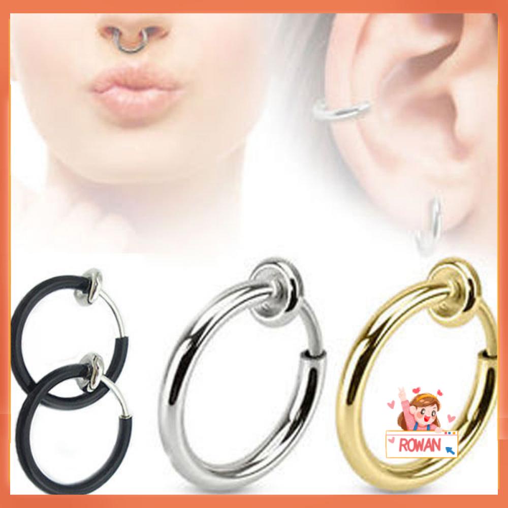 Row 2 Pcs / 1 Pasang Anting Jepit Hidung / Telinga Tanpa Tindik 3 Warna Untuk Unisex / Pria / Wanita