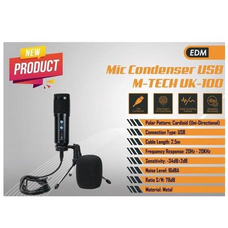 ITSTORE M-Tech Original MIC Microphone Condenser UK100 with Noise Cancelling UK-100  Mtech USB