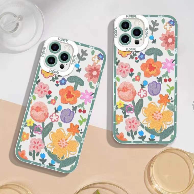 Soft Case Silikon Transparan Motif Bunga Untuk iPhone 11 12 13 Pro Max X XR Xs Max 6 6S 8 7Plus