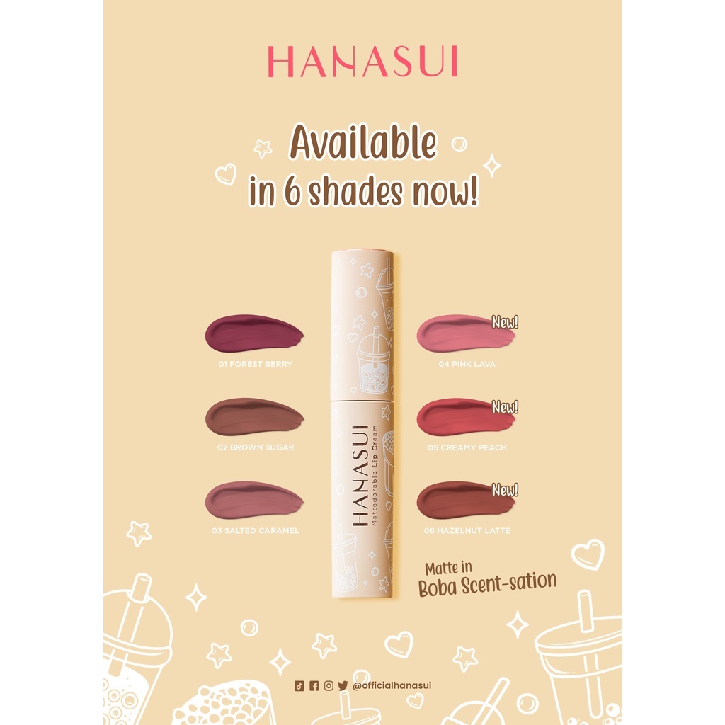 SHADE BARU! ORIGINAL Hanasui Mattedorable Lip Cream / Tint + Boba Edition LipCream Matte Tintadorable Tintdorable LipTint