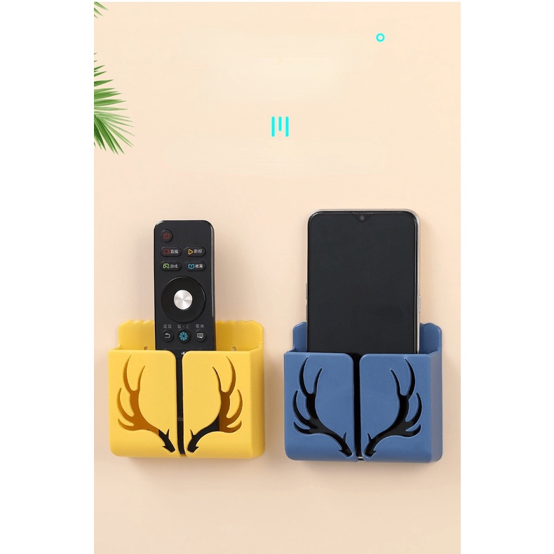 Rak Gantung Dinding Bentuk Tanduk Rusa Holder Remote Control Handphone Untuk Kamar Tidur Ljs4