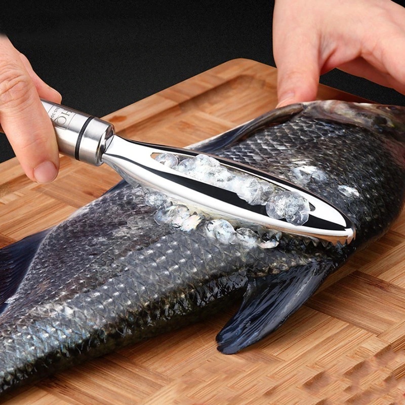 Pengupas Sisik Ikan Stainless Steel Fish Peeler Pisau pengupas Pisau Dapur - Silver