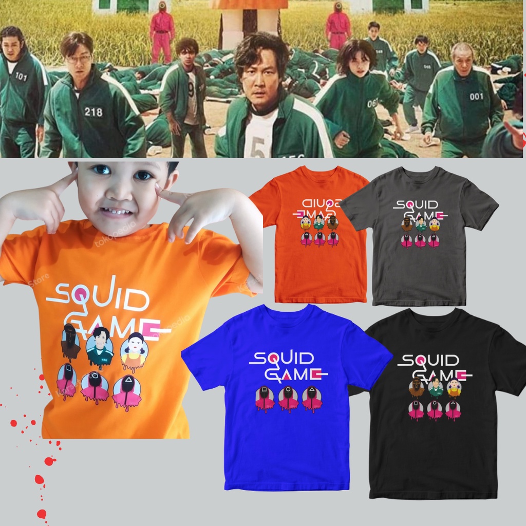 KAOS ANAK SQUID GAME | TSHIRT SQUID GAME ANAK |  TSHIRT ANAK SQUID GAME NETFLIX | KAOS SQUID GAME KD