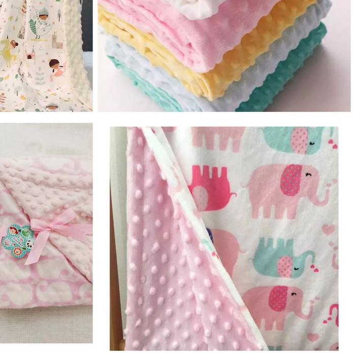 ♤ Selimut motif Dot Minky / Soft Baby Blanket Selimut bubble dou dou Bayi Tebal Halus Embos CarterSe