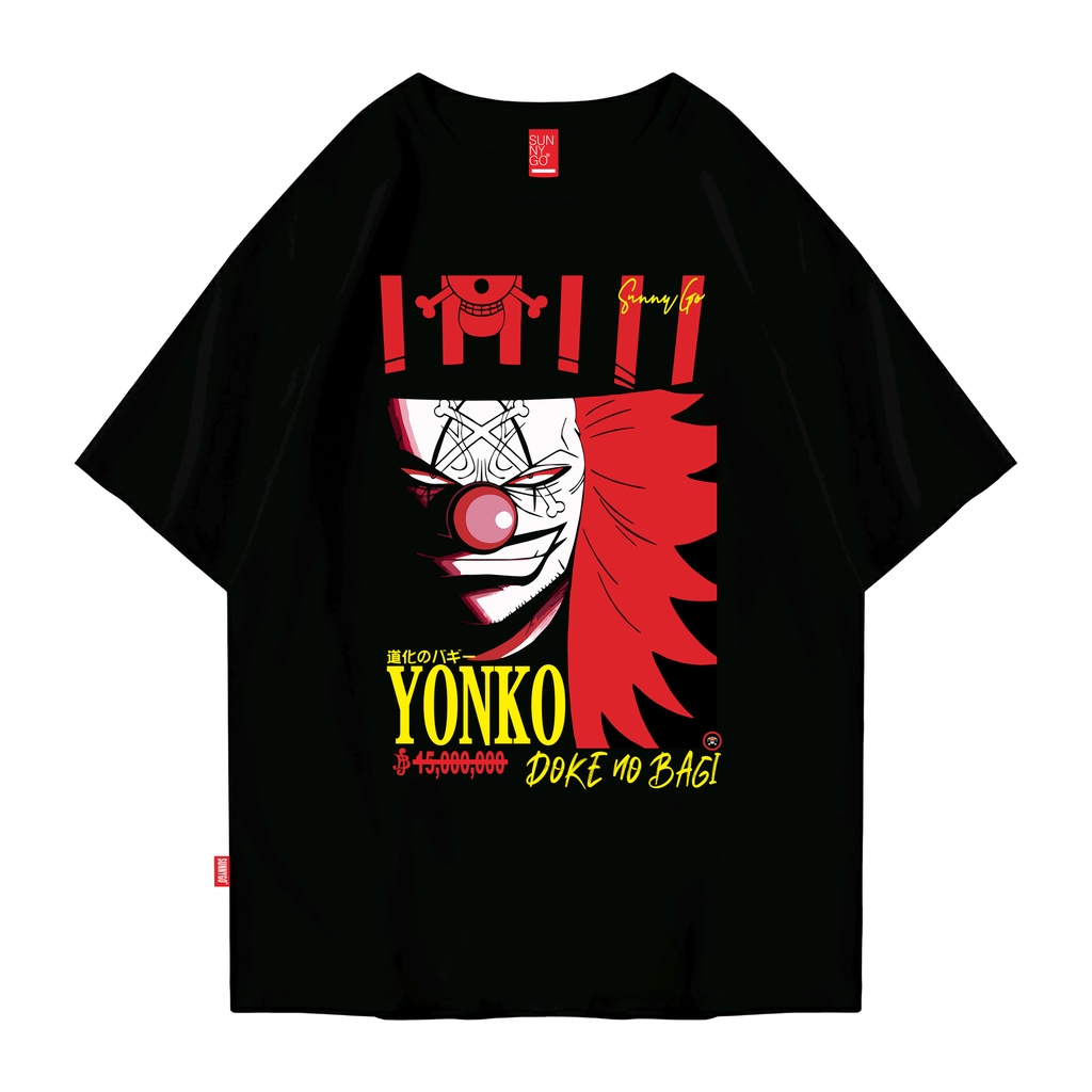 SunnyGo Kaos Baju Tshirt One Piece Yonkou Buggy Oversize Original Distro Uniqlo Pakaian Gambar Belak