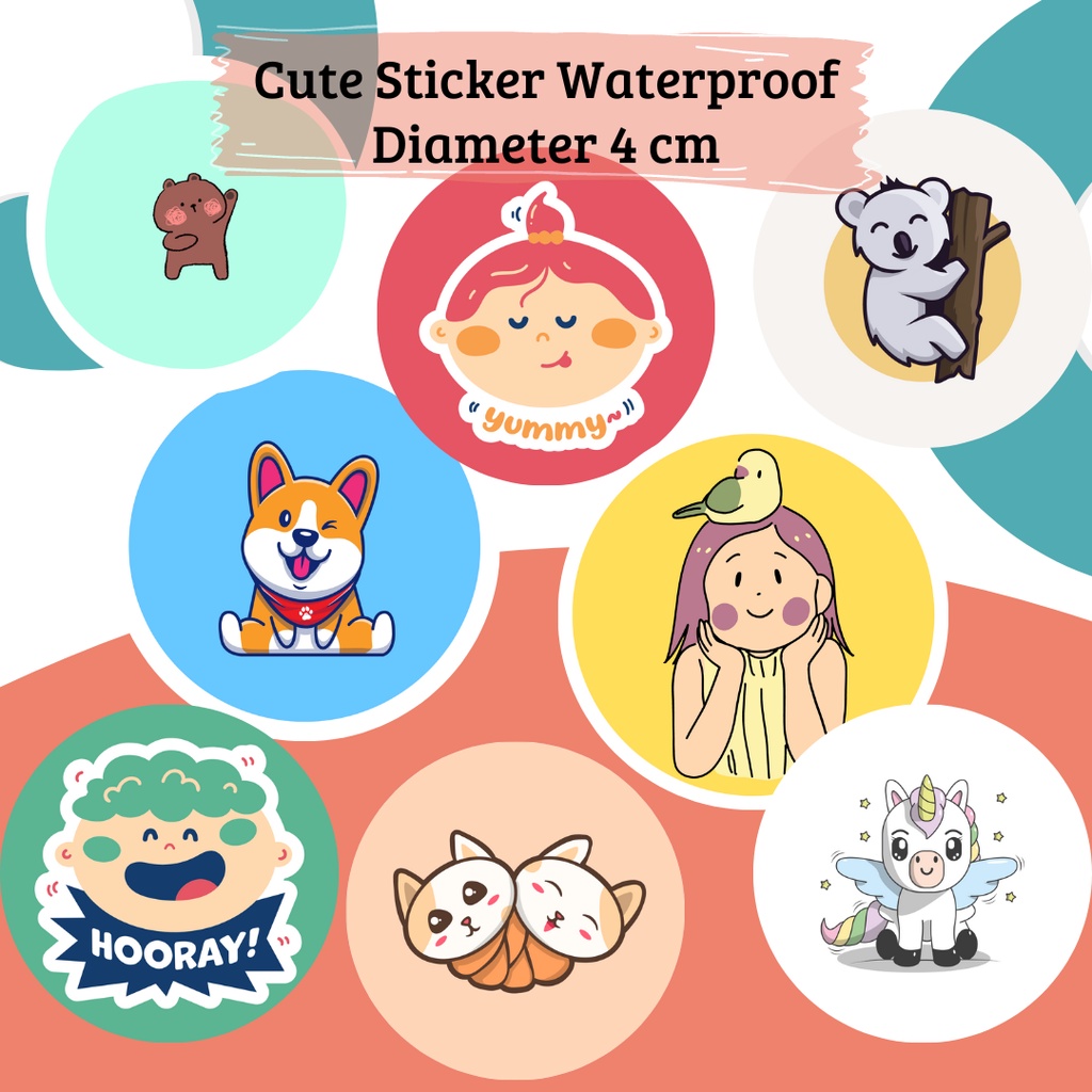 

READY - STICKER Bulat Karakter & Binatang Lucu Cute Mainan Anak Tempel