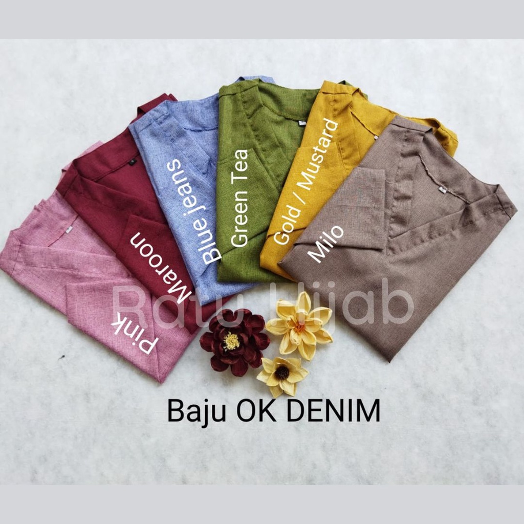 Baju Ok Oka Denim Madinah Dokter Scrub Medis Perawat Lengan Panjang Polos