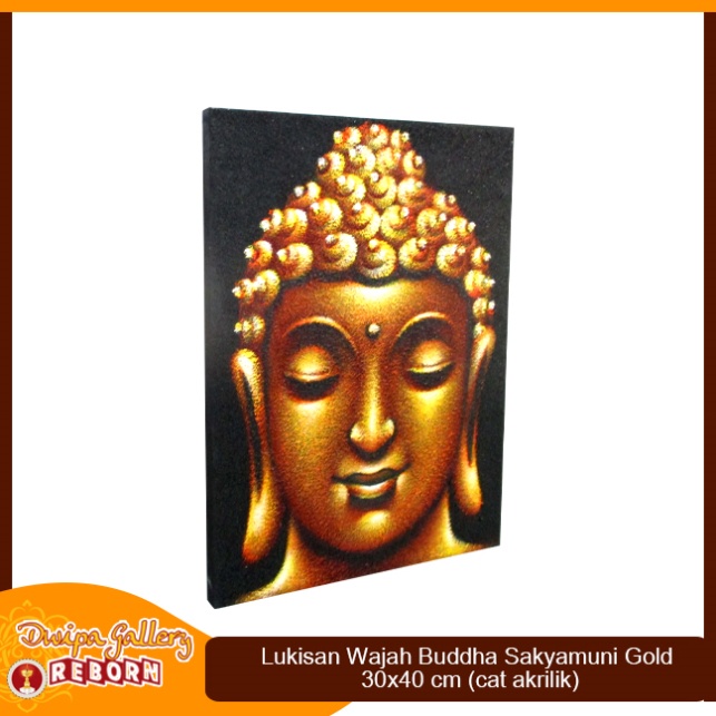 Lukisan / Painting Buddha Face Gold Kanvas 30x40cm