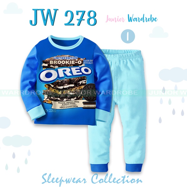 Piyama Anak JW 278 Baju Tidur Long Sleepwear Snack Series Anak Import