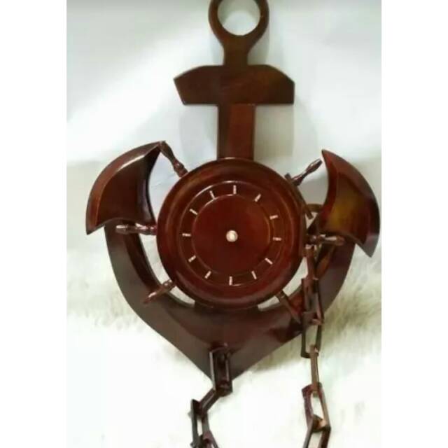 Jam diding model jangkar kapal dari kayu jati