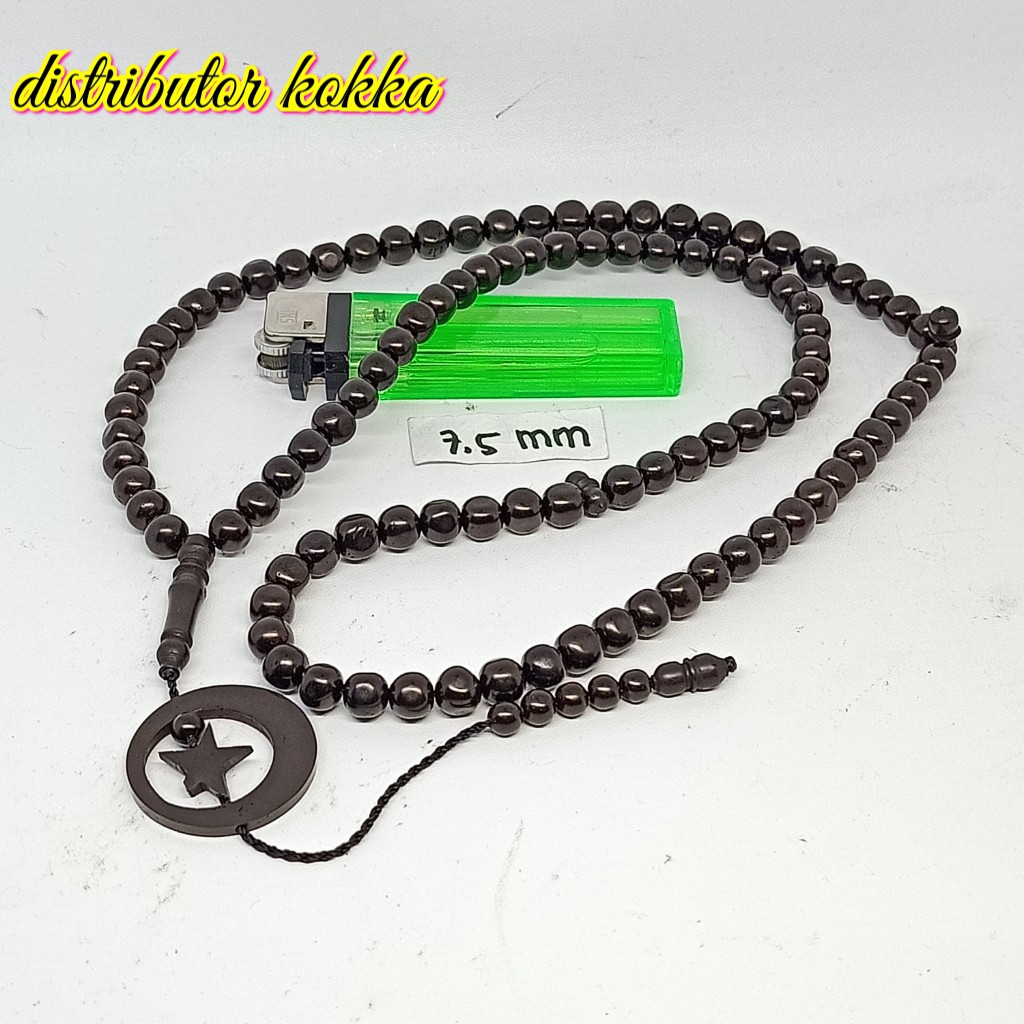 ( SUPER MURAH ) Tasbih Kokka kaukah 99 bulan bintang 7 mm hitam