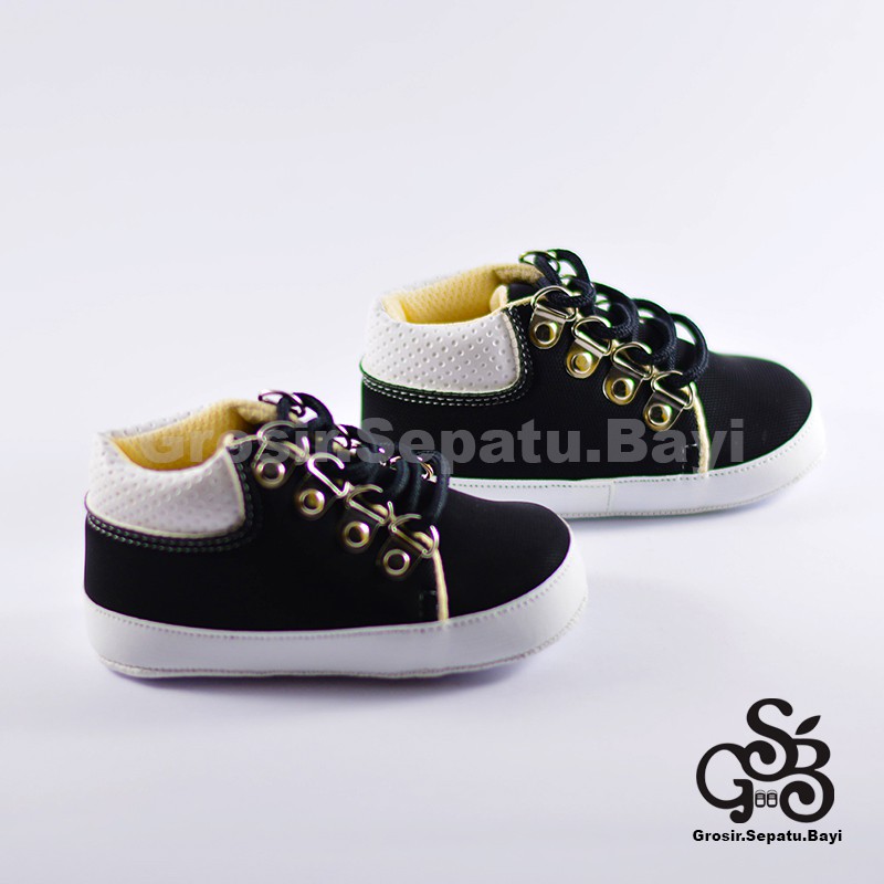 sepatu bayi baby shoes prewalker laki laki umur 2 sampai 14 bulan model edgy tali warna hitam