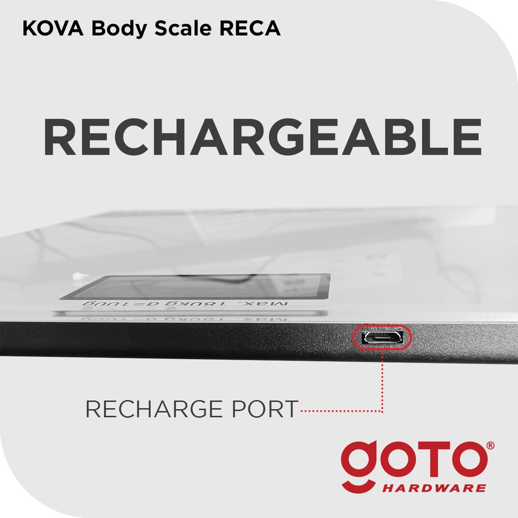 kova reca body scale timbangan badan kaca digital 180 kg charge usb