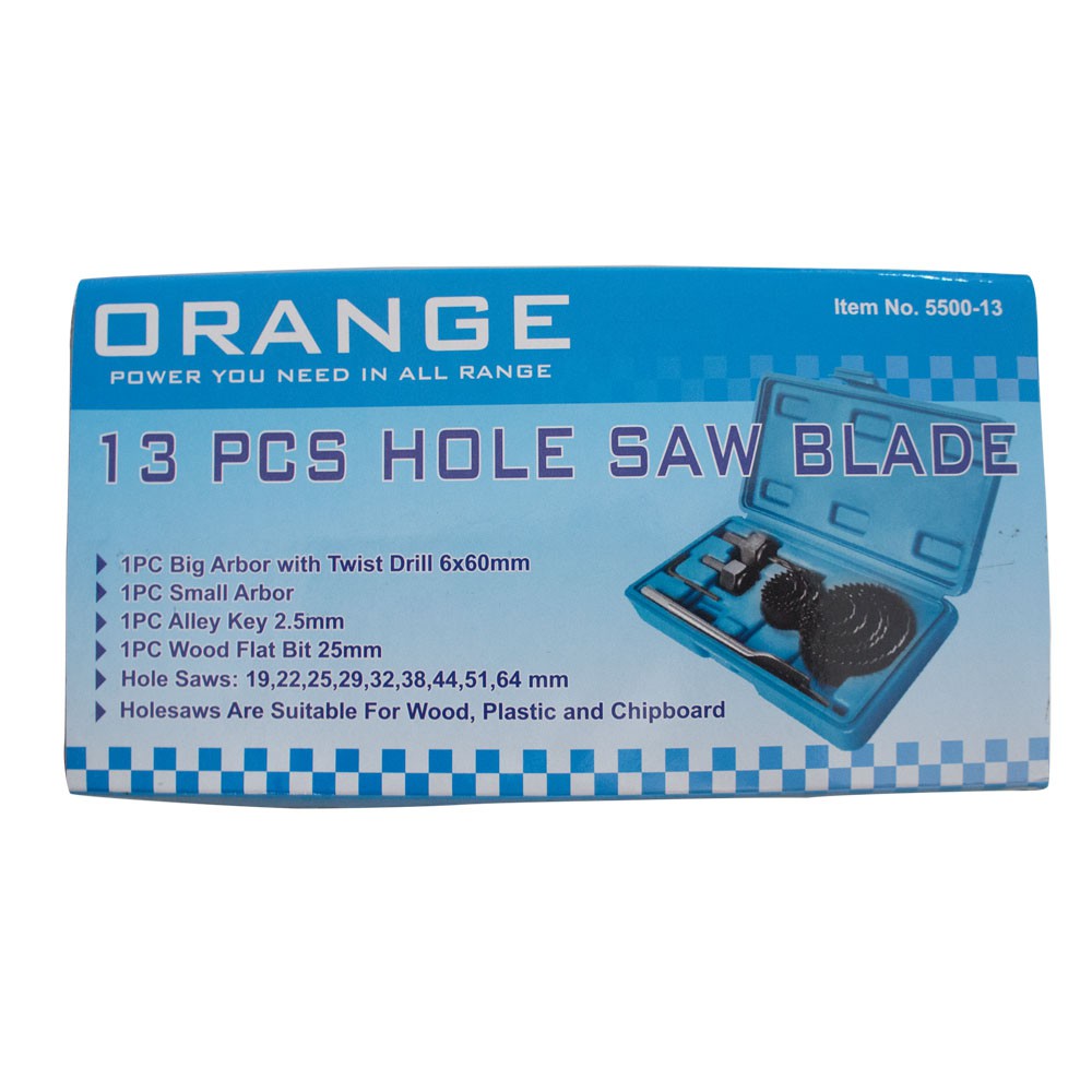 ORANGE HOLE SAW SET 13 PCS HOLESAW KIT MATABOR DIY HOBBY WOODWORKING