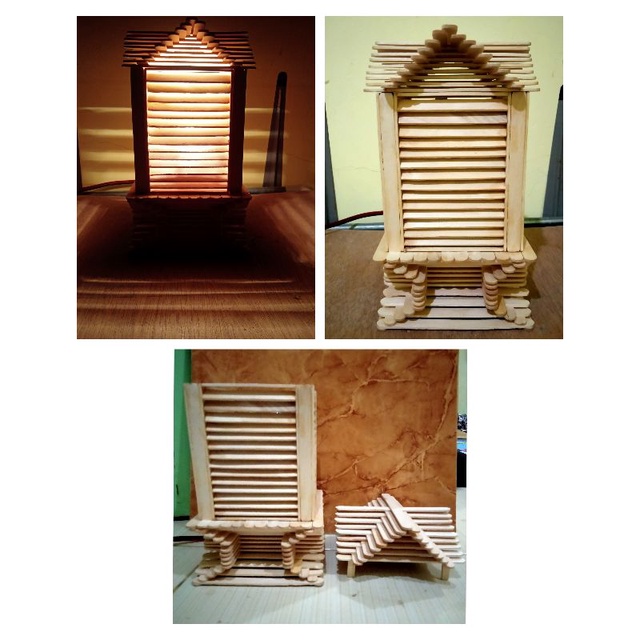 prakarya/kerajinan lampu hiyas/tidur terbuat dari stik es krim