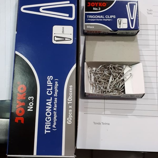 

Trigonal Clip / Klip /Penjepit Kertas Joyko No.3 - (1 Pack isi 10 Box)