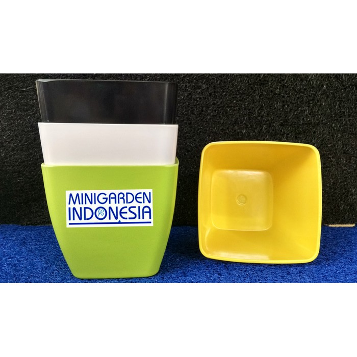 pot bonsai 13 x13 x 11,5 cm pot kaktus / pot anggrek / Vas bunga bahan plastik melamin tebal