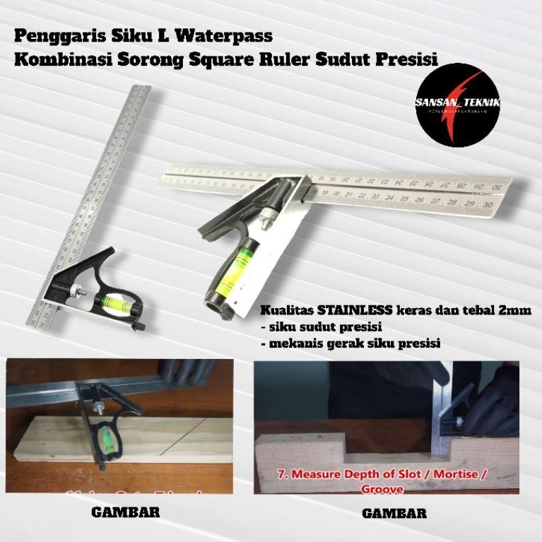 

Combinasion Square Ruler / Siku Kombinasi / Penggaris Waterpass