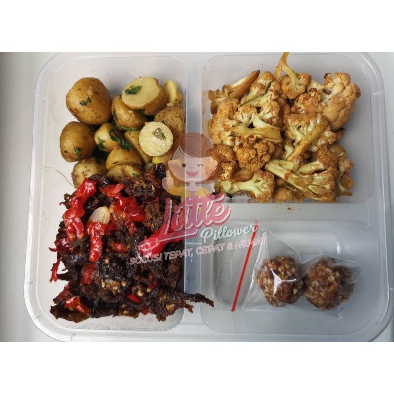 (SEKAT 3 BENING) Bento Box Sekat/Lunch Box Bento Sekat/Kotak Makan Sekat/Bento Plastik