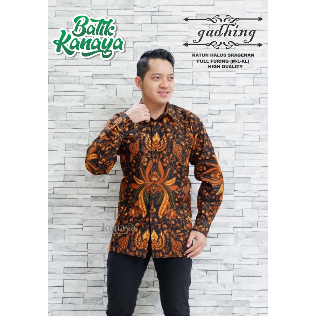 GADHING KANAYA KEMEJA BAJU BATIK PRIA SOLO LENGAN PANJANG FULL FURING ATASAN BATIK PREMIUM MODERN GITARJA KAWUNG ROGO DWI REKTA PUSPO GAGAH PARANG CENDONO SOGAN SETYO PRABU KAPAL KANDAS ARIESWARA WAHYU TUMURUN ARINDA ARIESWARA GEBER IRENGAN HAKIM PERWIRA