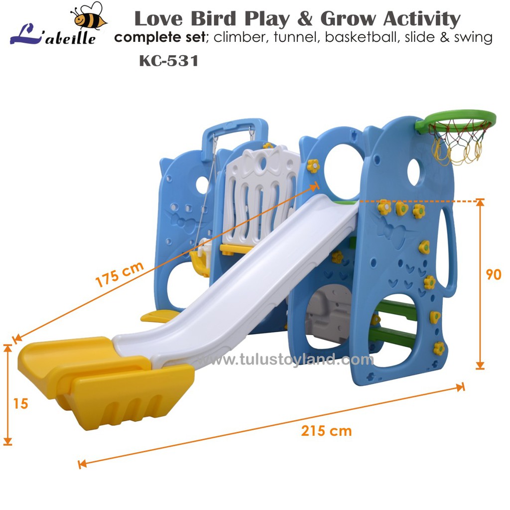 Perosotan Labeille Love Bird Play Grow Activity Slide Swing Climber Terowongan Mainan ayunan panjat