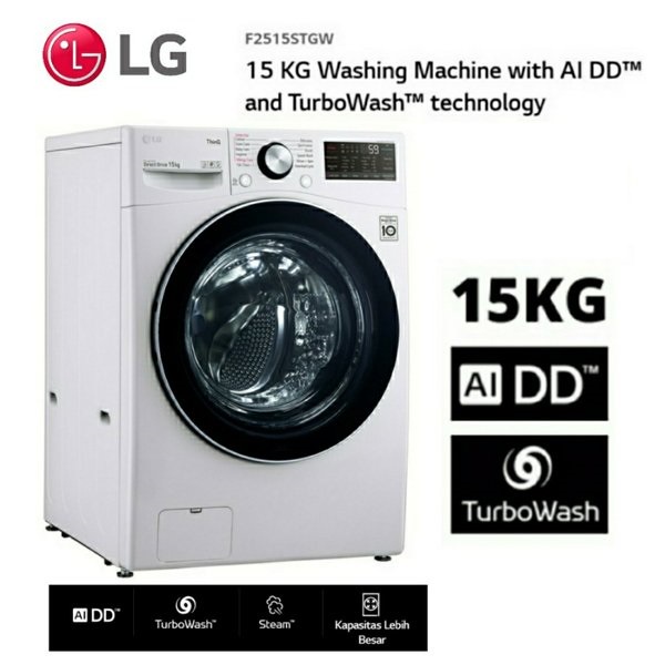 Mesin Cuci LG F2515STGW Front Loading 15 Kg Inverter Smart ThinQ