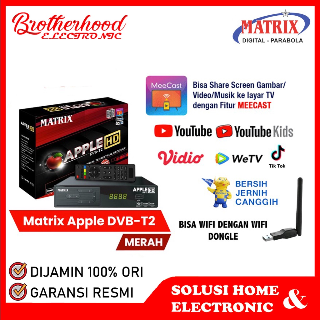 RK (BISA COD) DVB T2 Set Top Box Matrix Apple / MATRIX APPLE SILVER SET TOP BOX DVB T2 / PENERIMA