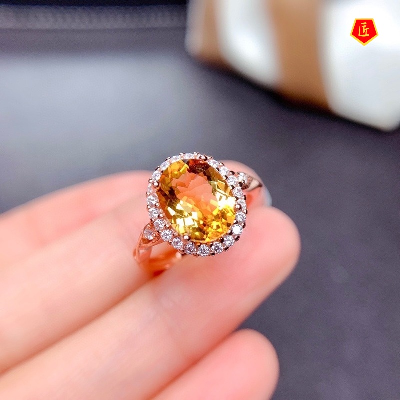 [Ready Stock]Simple Personality Natural Citrine Ring