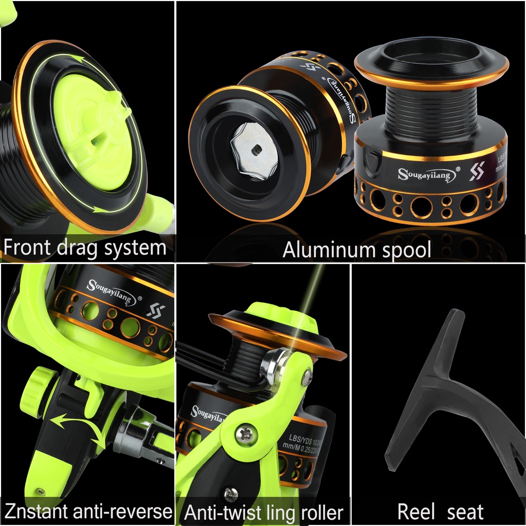 Sougayilang 12BB Metal Spinning Reel 5.0: 1 Rasio Gear Reel Pancing Air Tawar 1000-3000 Series untuk Fishing Tackle