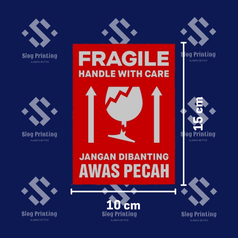 

Sticker Label Fragile Handle with Care Stiker Awas Pecah Jangan Dibanting 15 x 10 cm (1 pack/100 pcs)