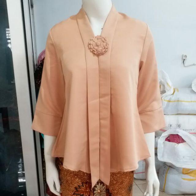 (M92/100) Kebaya floy kutubaru encim kartini termurah busui STD-JUMBO KeroncongBusana-Coklat susu