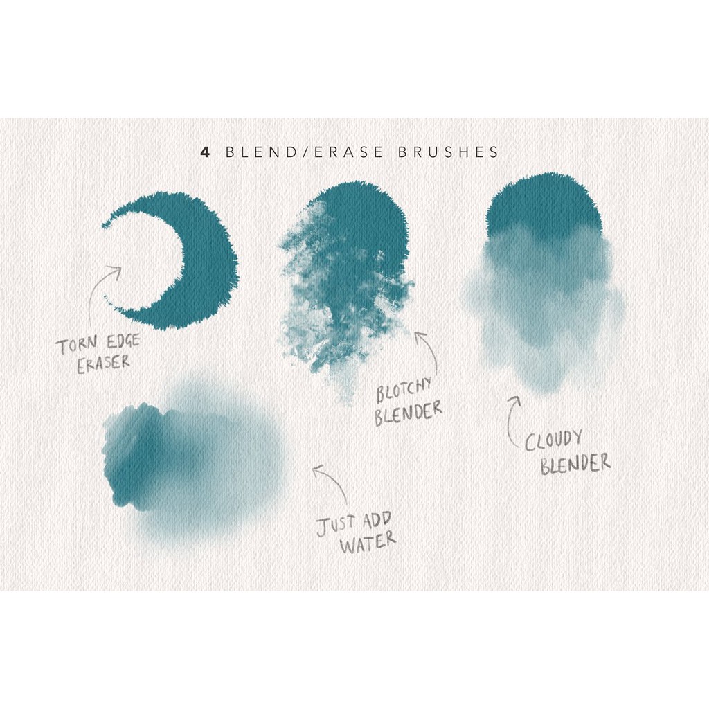 Procreate Brush - 50 Watercolour Collection Procreate Brushes with Paper Texture &amp; Canvas