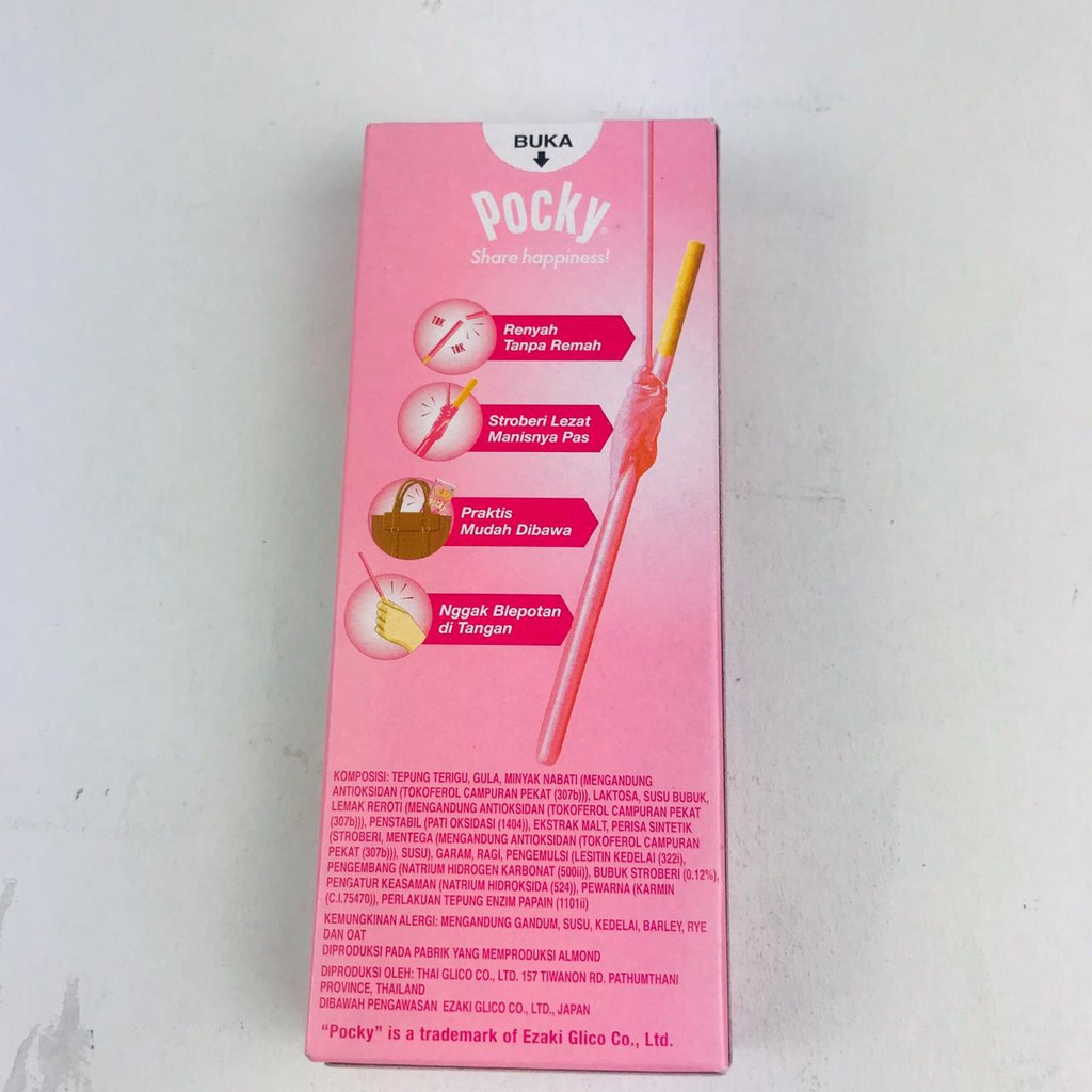 Glico Pocky / Biskuit Stik Bersalut Krim / Biskuit Stik Rasa Strawberry / 21gr