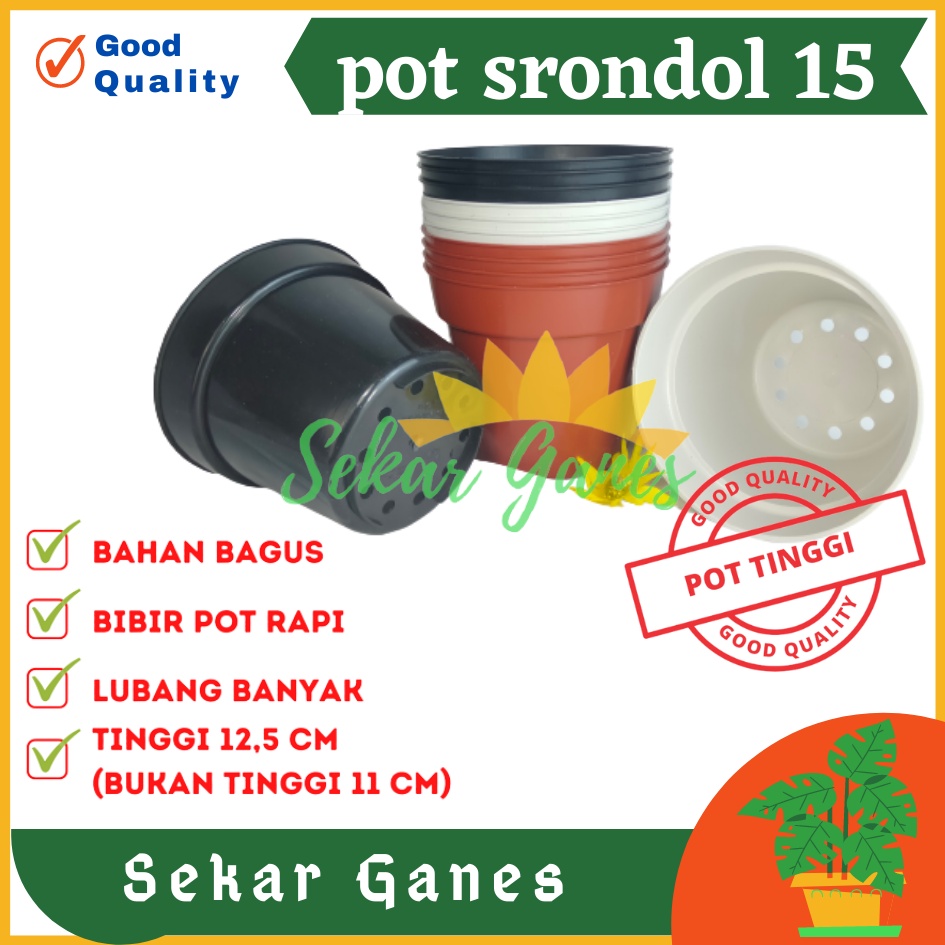 TERMURAH Pot bunga tanaman plastik HITAM 15cm (POT TINGGI) - POLOS HITAM