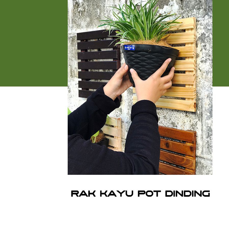 Hiasan pot tempel dinding kayu / Dekorasi pot bunga / Stand bunga / Hiasan taman / Garden