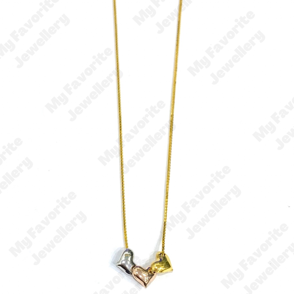 Kalung Italy Triple Love Emas Asli Kadar 700