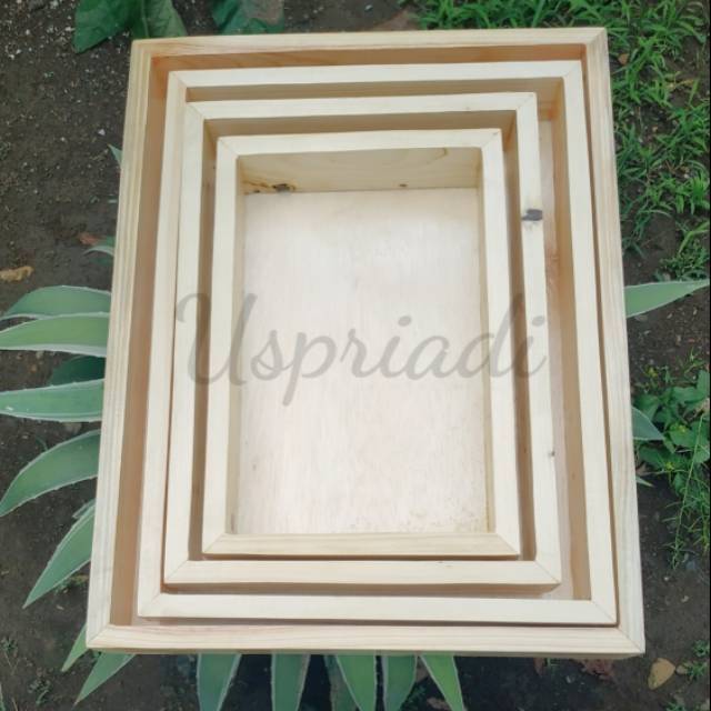USPRIADI KOTAK HANTARAN SESERAHAN MAHAR KAYU RUSTIC 1 SET ISI 4 NATURAL KOTAK SESERAHAN HANTARAN