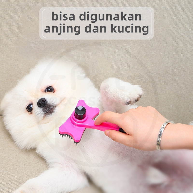 Sikat Sisir Kucing Anjing Penghilang Bulu Otomatis Sikat Grooming Hewan Persediaan Peliharaan