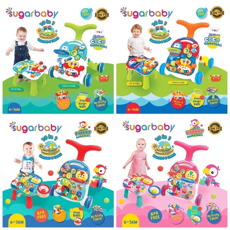 Sugar Baby 5in1 Activity Walker, Ride-On and Scooter/ Push Walker / 10IN1 Premium Activity Walker &amp; Table / Alat Bantu Jalan Bayi