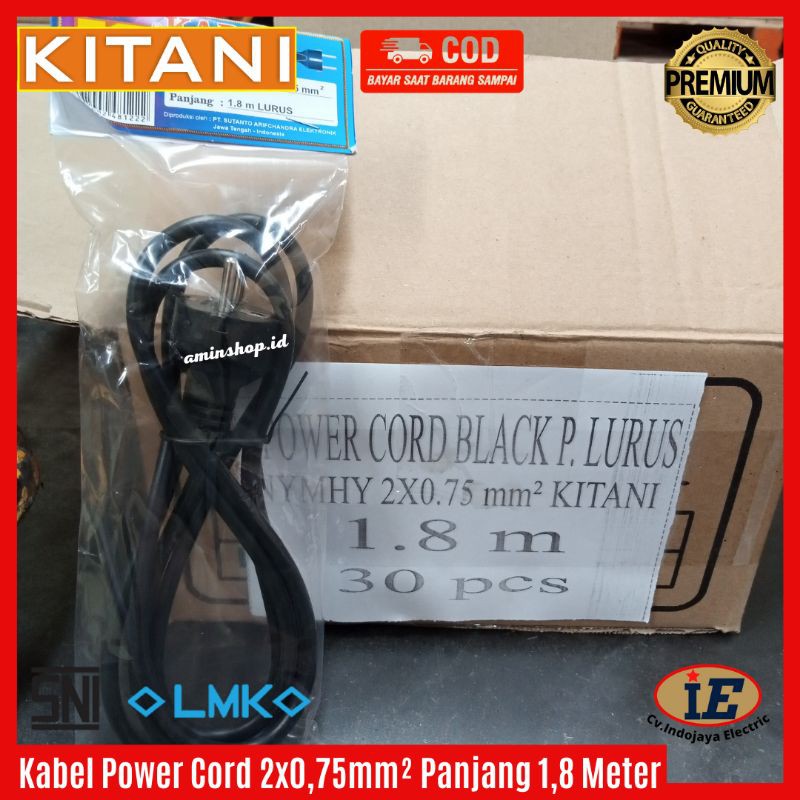 Kabel Power Cord Power Buntung 2x0,75 Kitani 1,8 meter