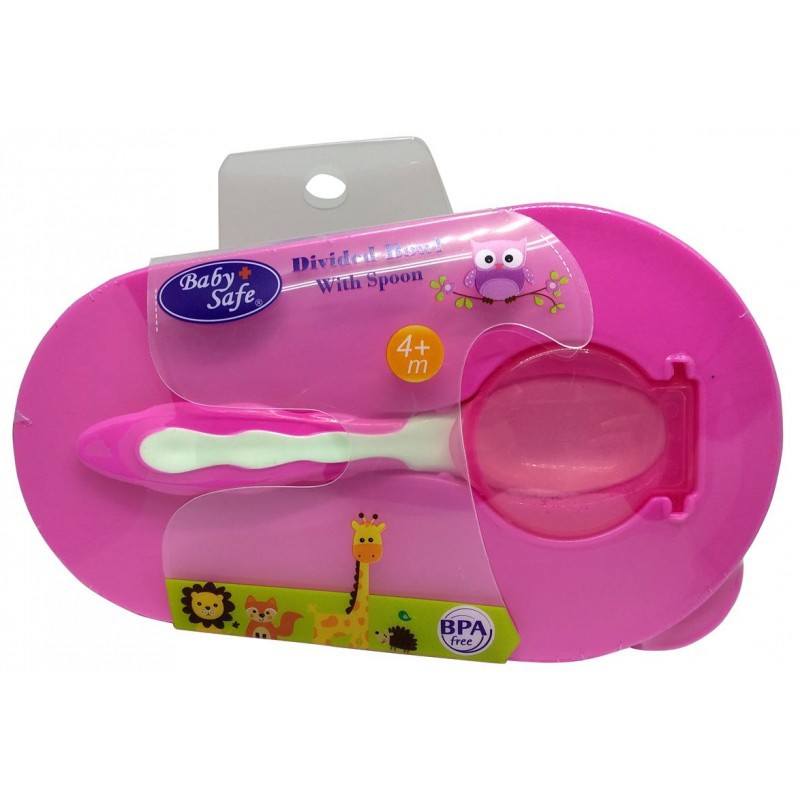 Baby Safe Divided Bowl With Spoon AP010 Pink