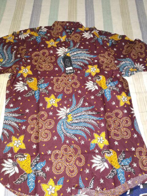 Odza Kemeja Batik Lengan Pendek Baju Sogan Hem Pria Slim Fit Batik Fashion Terkini Modern Swarit