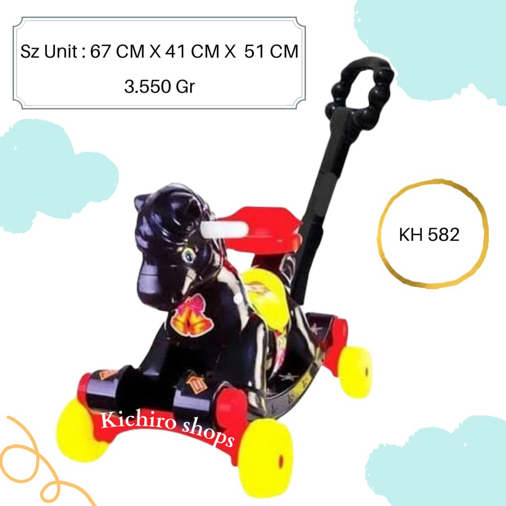 Mainan Anak SHP KH 582 Kuda Kudaan Hitam Mobil Dorong - Kichiro Shops