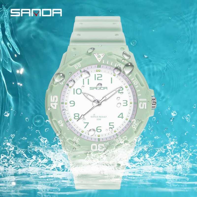 SANDA 6019 Jam Tangan Pria Wanita Analog Tali Rubber Luminous Anti Air WATCHKITE WKOS