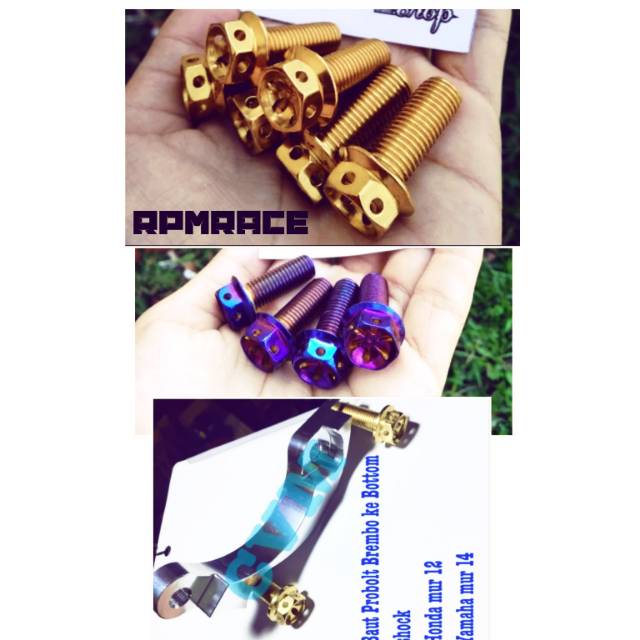 Baut Probolt Breket Kaliper Baut Probolt Sambungan Breket Cakram Ke Bottom Shock hoda ymh 1Pc